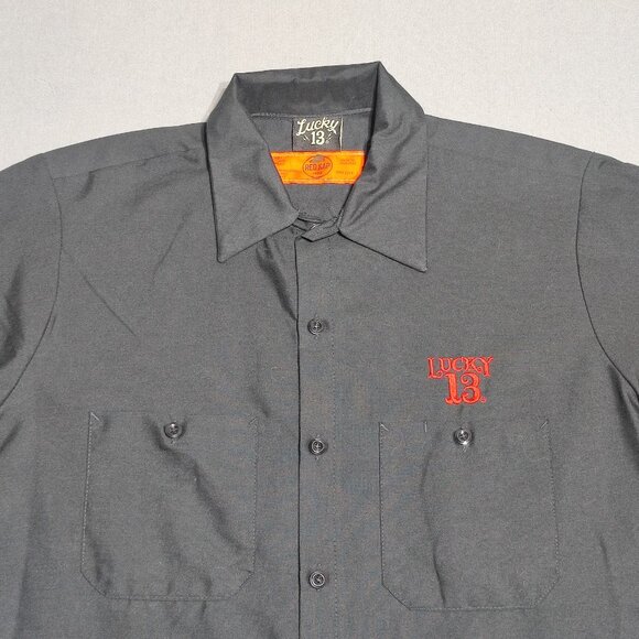 Lucky 13 shop shirt men's size M black colour short sleeve American Original - Picture 2 of 8